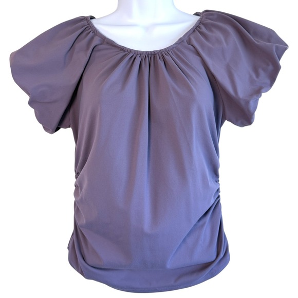 Anthropologie Tops - By Anthropologie Womens Ruched Cap Sleeve Top Sz S Regency Fairy Romantic Royal